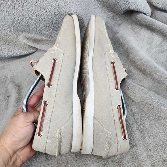 Peter Millar Shoes Mens 12 Tan Canvas Seaside Wash Boat Shoe Slip On